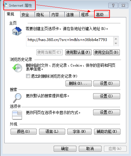Internet属性之高级选项
