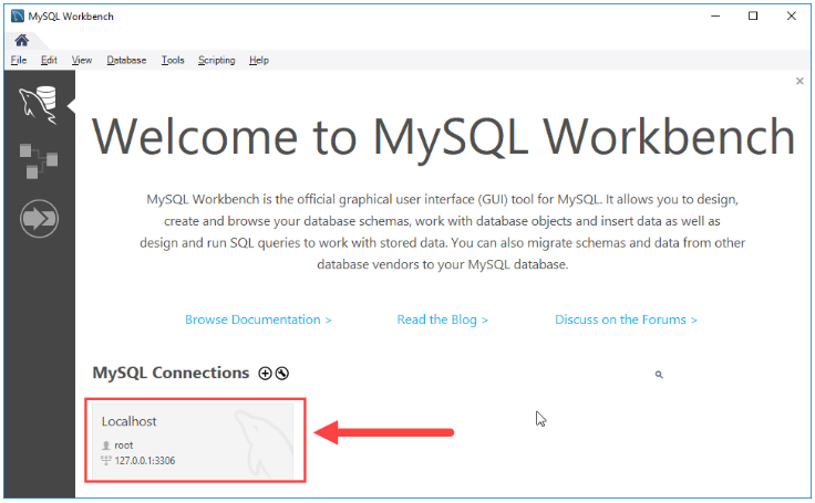 单击“MySQL Connections”
