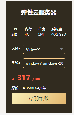 2核4G内存5M带宽云服务器