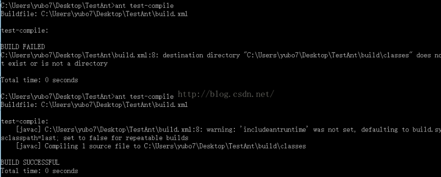 执行ant test-compile命令