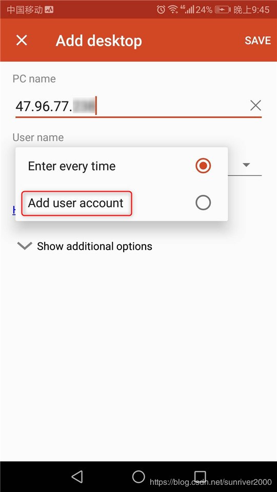选择Add user account