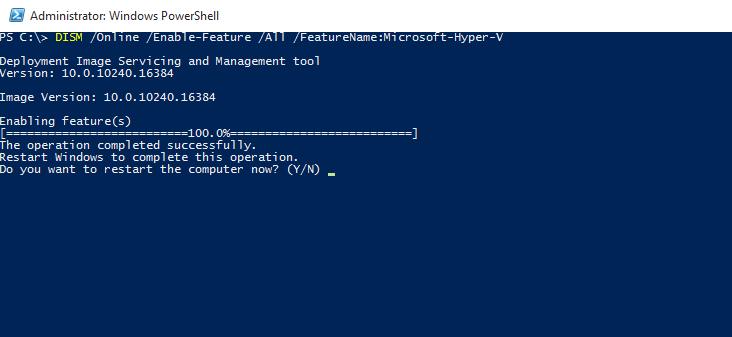 使用 CMD 和 DISM 启用 Hyper-V