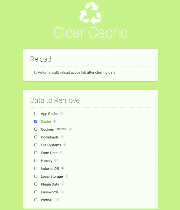 Clear Cache