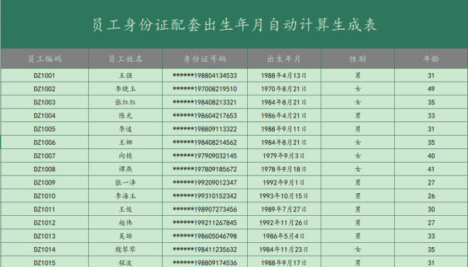 excel使用函数进行身份证识别